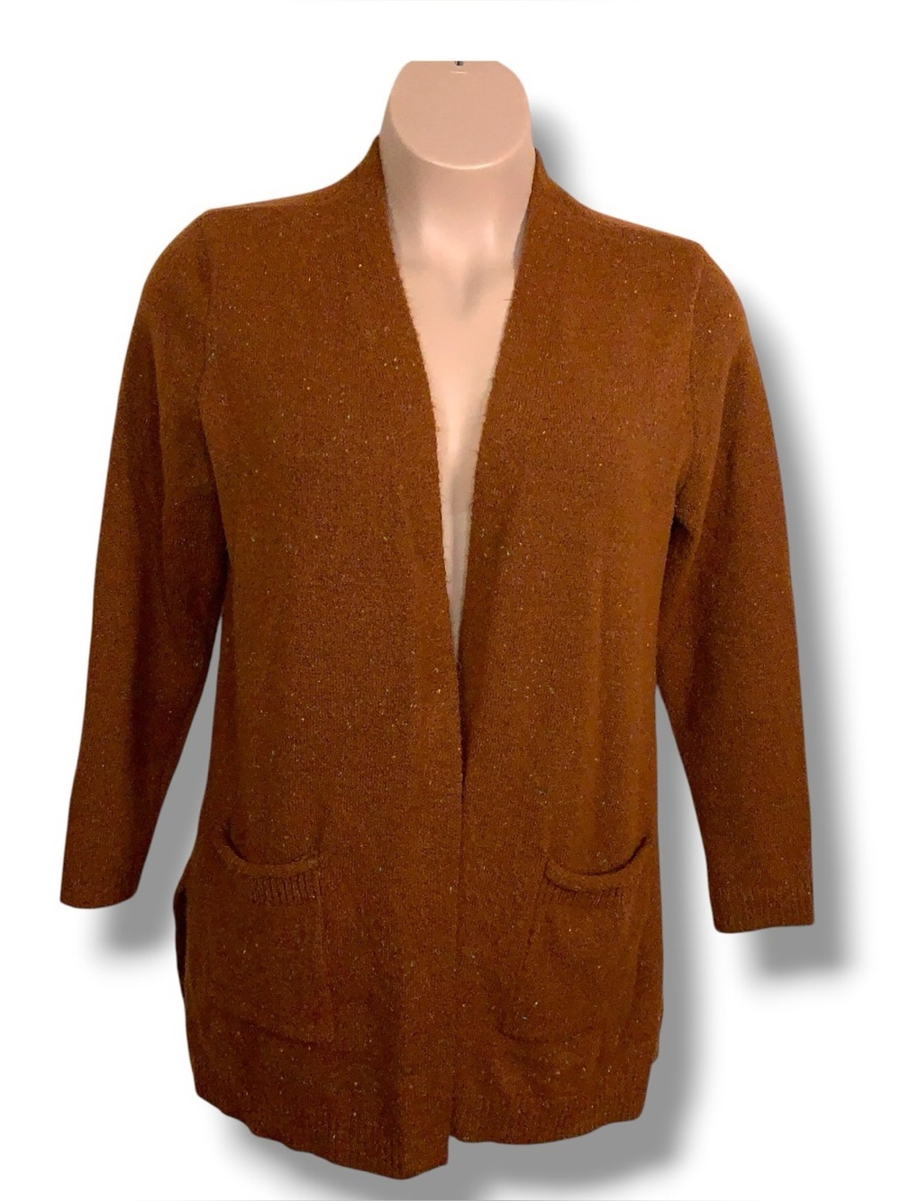 XL Love Ellie Brick Orange Shrug Cardigan Sweater Knit Womens Pockets